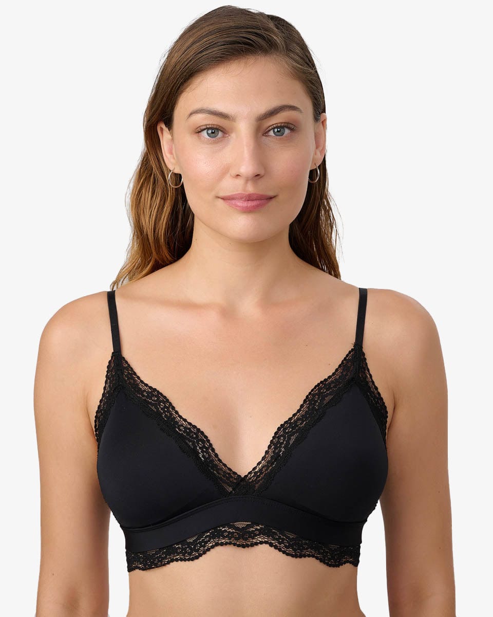 ברלט מיקרופייבר בשילוב תחרה עם קאפ נשלף - BLACK – תמונה 1