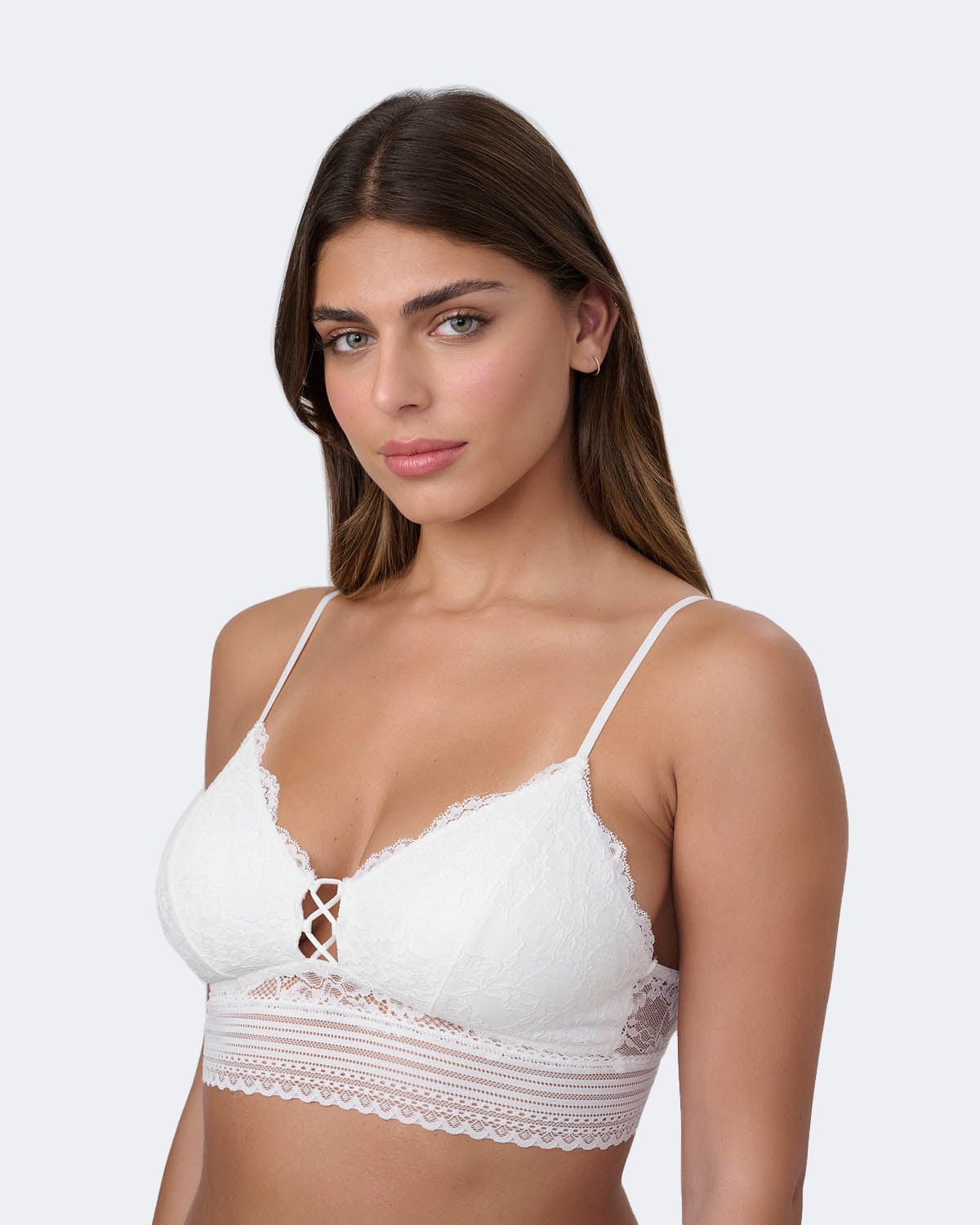 ברלט תחרה עם קאפ נשלף - LIGHT IVORY – תמונה 2