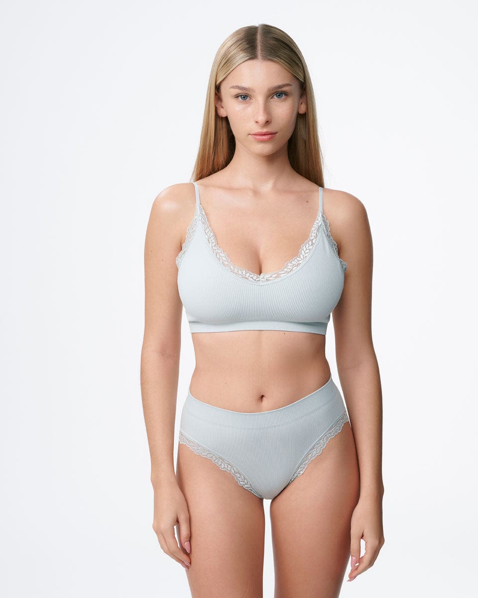 ברלט ריב סימלס בשילוב תחרה עם קאפ נשלף - MINERAL GREEN – תמונה 4