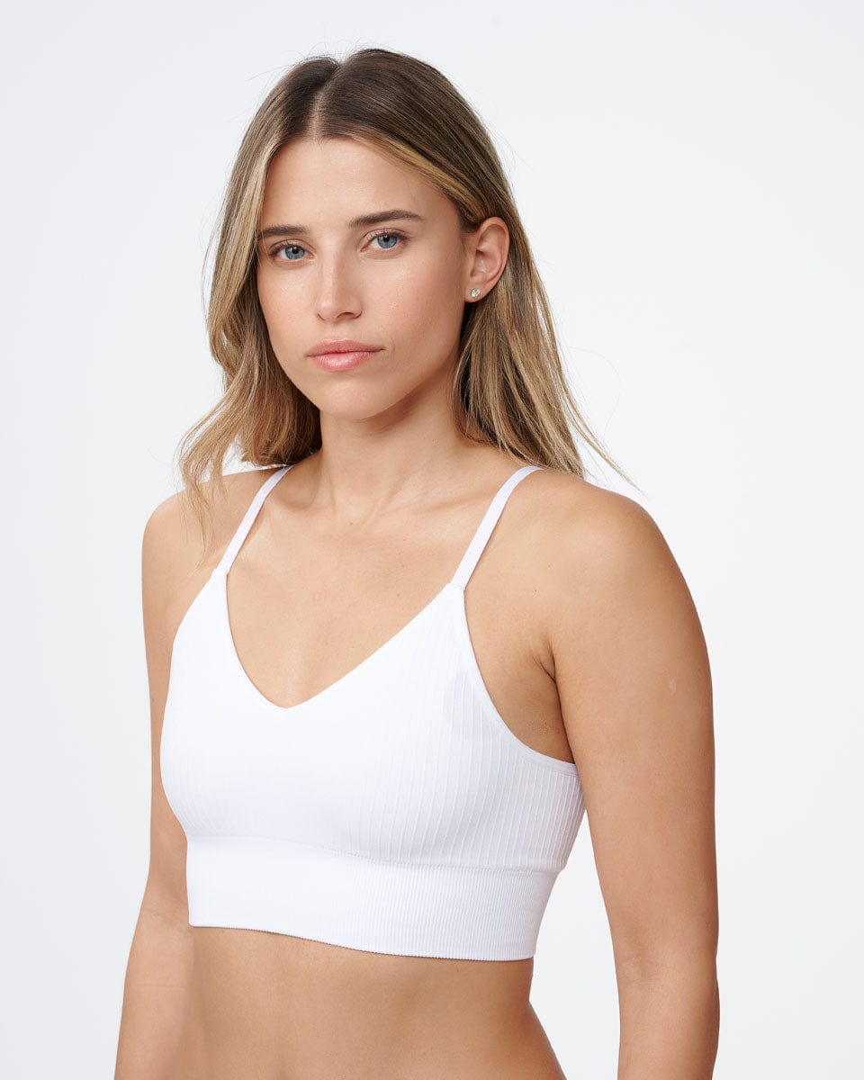 ברלט סימלס ריב ארוכה במפתח V עם ריפוד נשלף - WHITE – תמונה 2