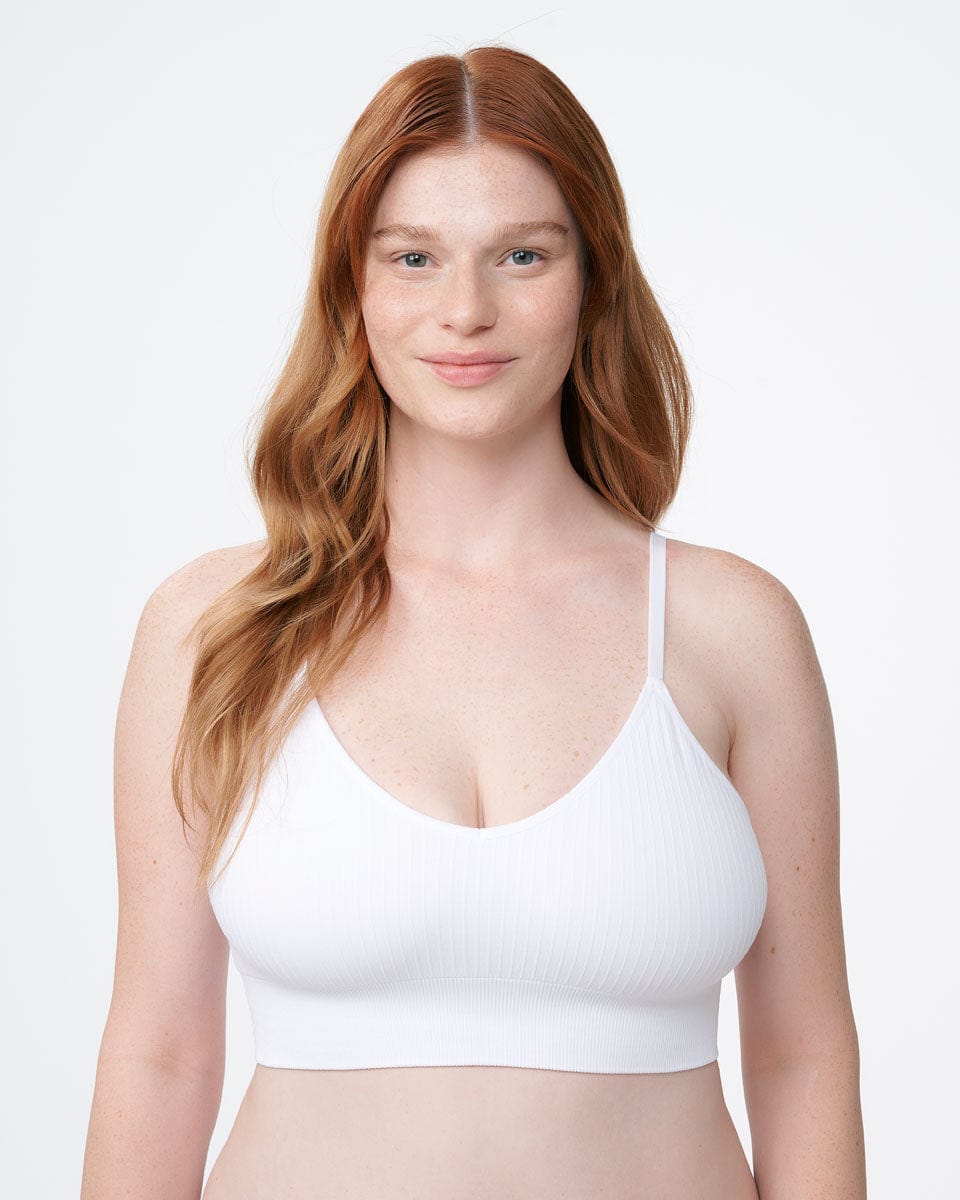 ברלט סימלס ריב ארוכה במפתח V עם ריפוד נשלף - WHITE – תמונה 5