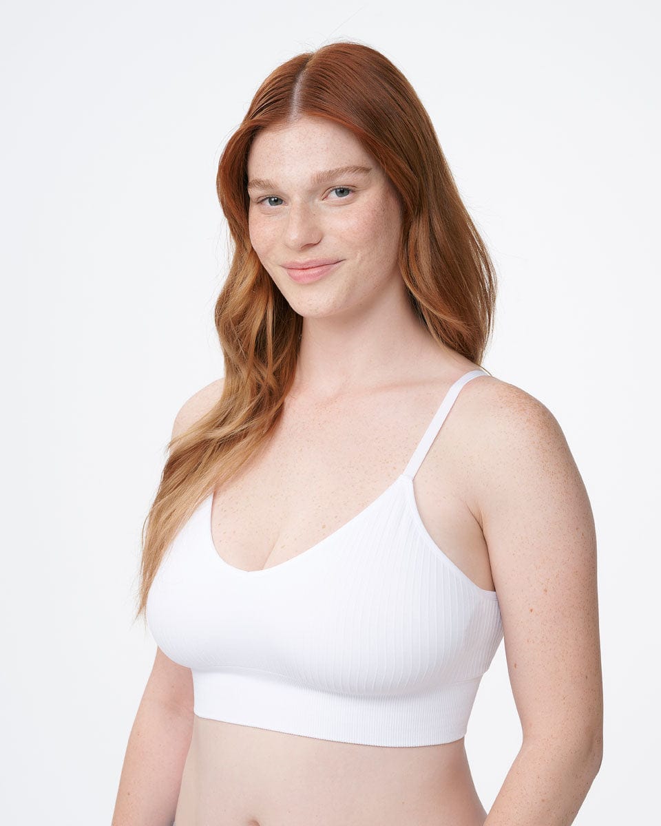ברלט סימלס ריב ארוכה במפתח V עם ריפוד נשלף - WHITE – תמונה 6