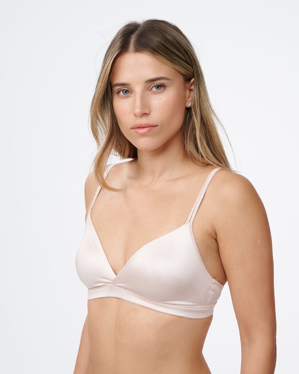 ברלט משולשים מבד מיקרו מבריק עם כריות נשלפות - PALE ROSE – תמונה 2