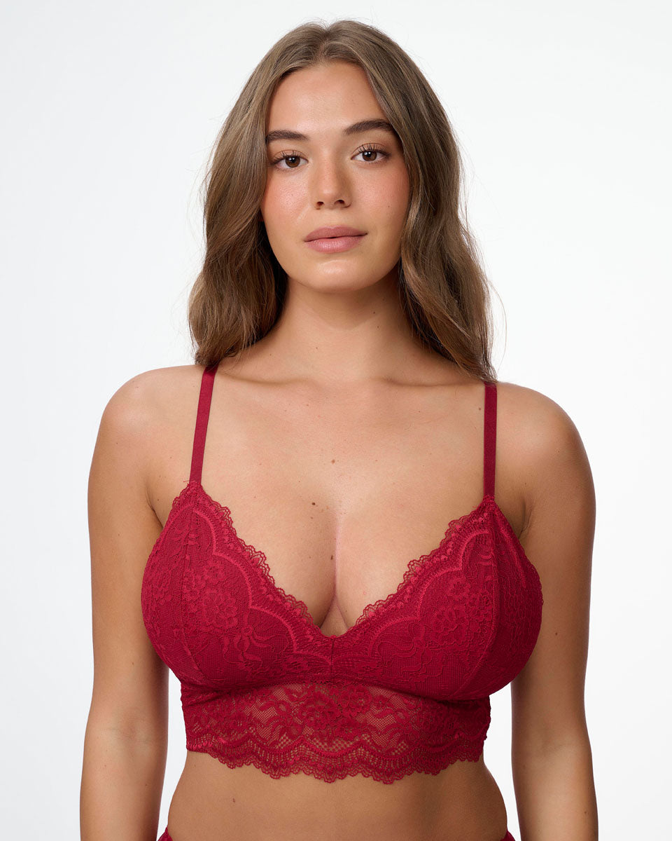 ברלט תחרה עם ריפוד פנימי נשלף ללא ברזלים - RUBY RED