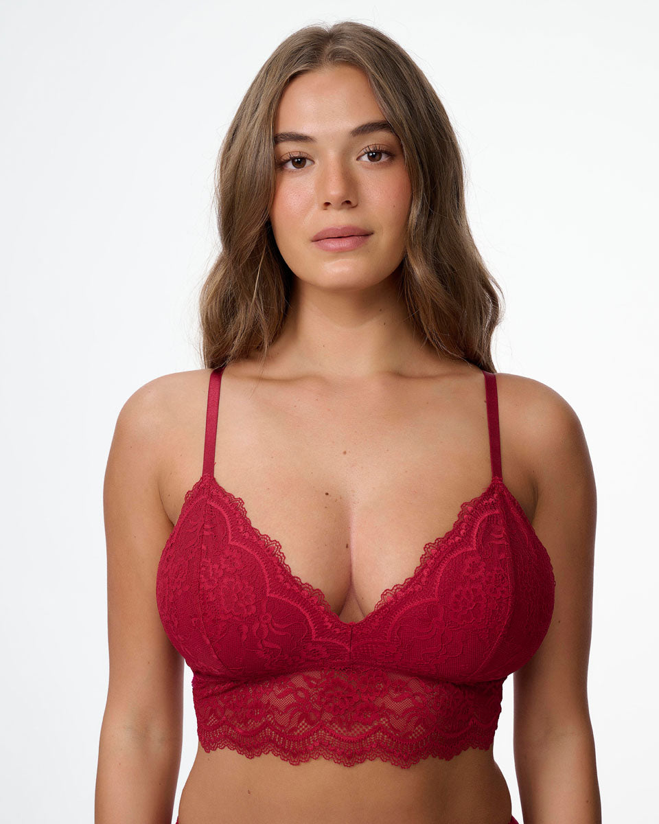 ברלט תחרה עם ריפוד פנימי נשלף ללא ברזלים - RUBY RED