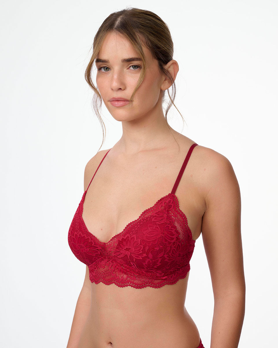 ברלט תחרה עם ריפוד פנימי קבוע וללא ברזלים - RUBY RED