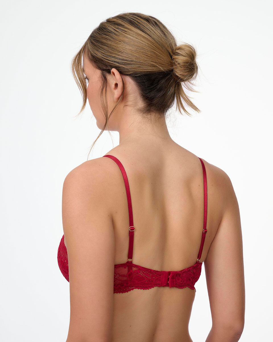 ברלט תחרה עם ריפוד פנימי קבוע וללא ברזלים - RUBY RED