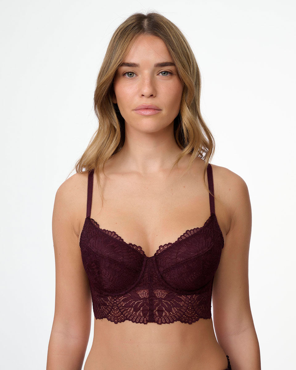 ברלט תחרה עם ברזלים ללא ריפוד במראה חזייה - BERRY