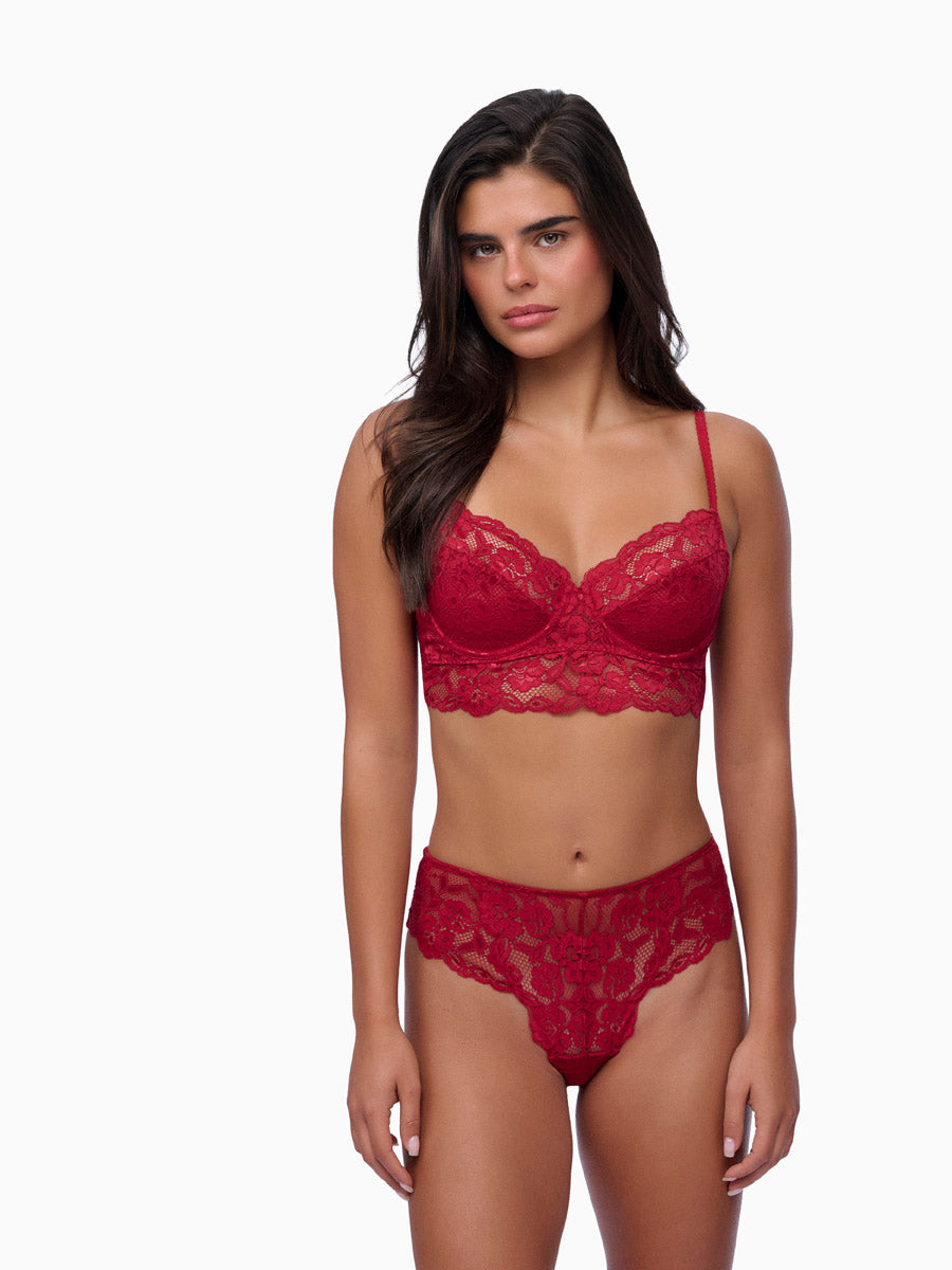 ברלט תחרה ללא ריפוד עם ברזלים - RUBY RED