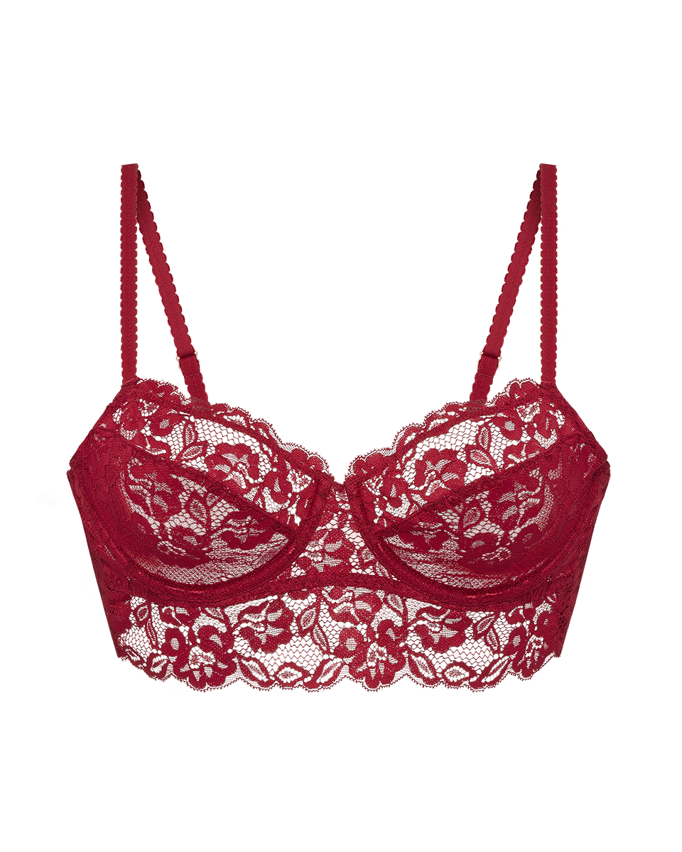 ברלט תחרה ללא ריפוד עם ברזלים - RUBY RED