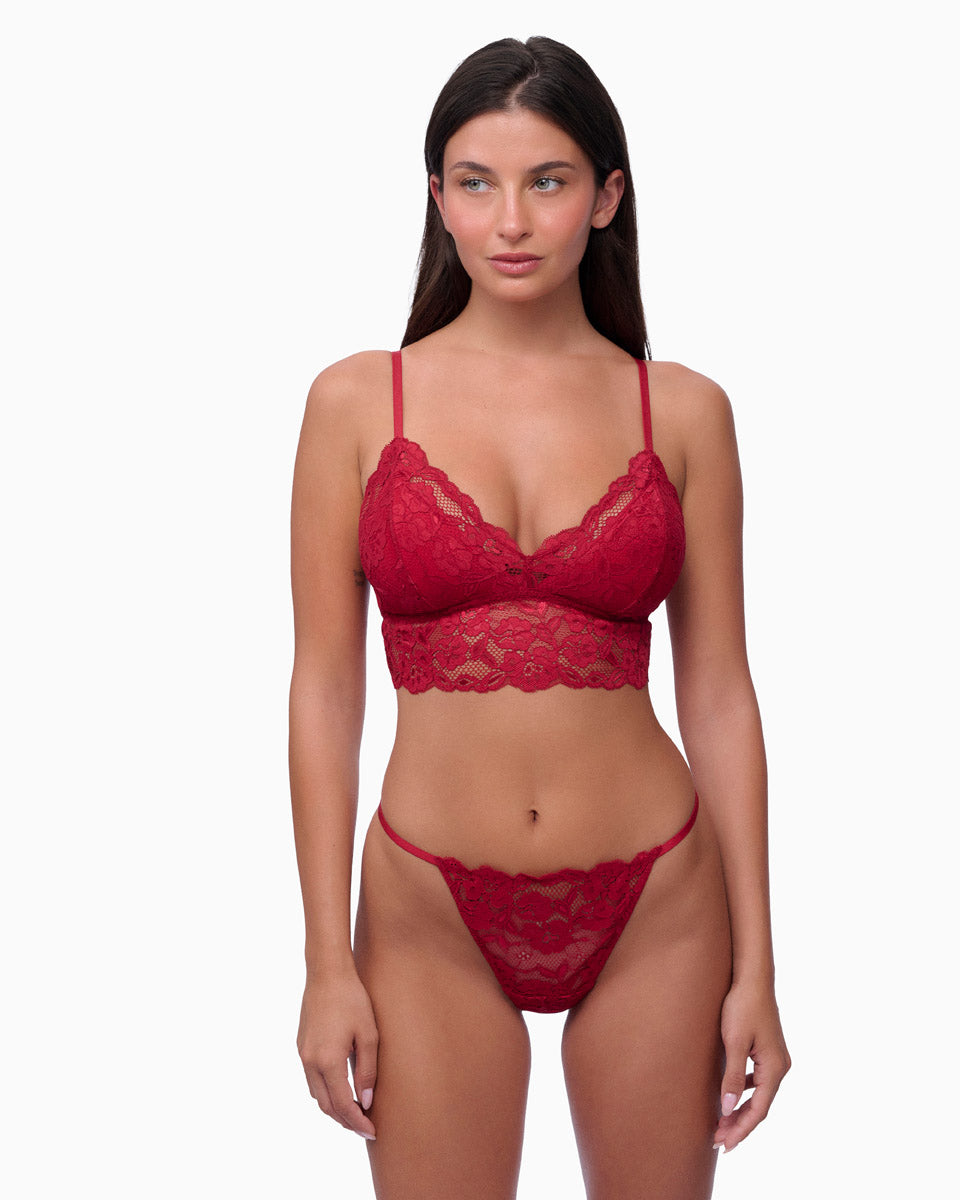 ברלט תחרה עם ריפוד פנימי נשלף וללא ברזל - RUBY RED