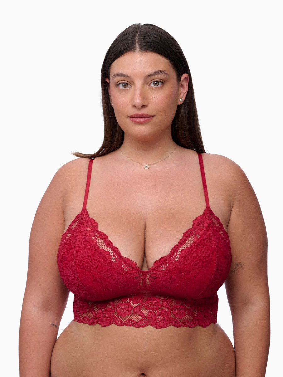 ברלט תחרה עם ריפוד פנימי נשלף וללא ברזל - RUBY RED