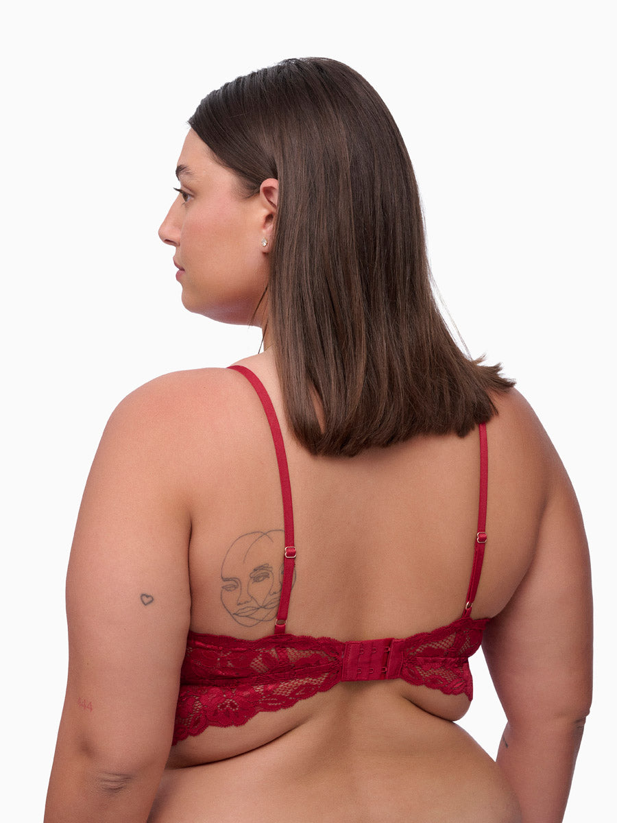 ברלט תחרה עם ריפוד פנימי נשלף וללא ברזל - RUBY RED