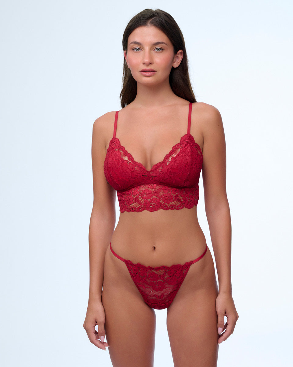 ברלט תחרה עם ריפוד פנימי נשלף וללא ברזל - RUBY RED