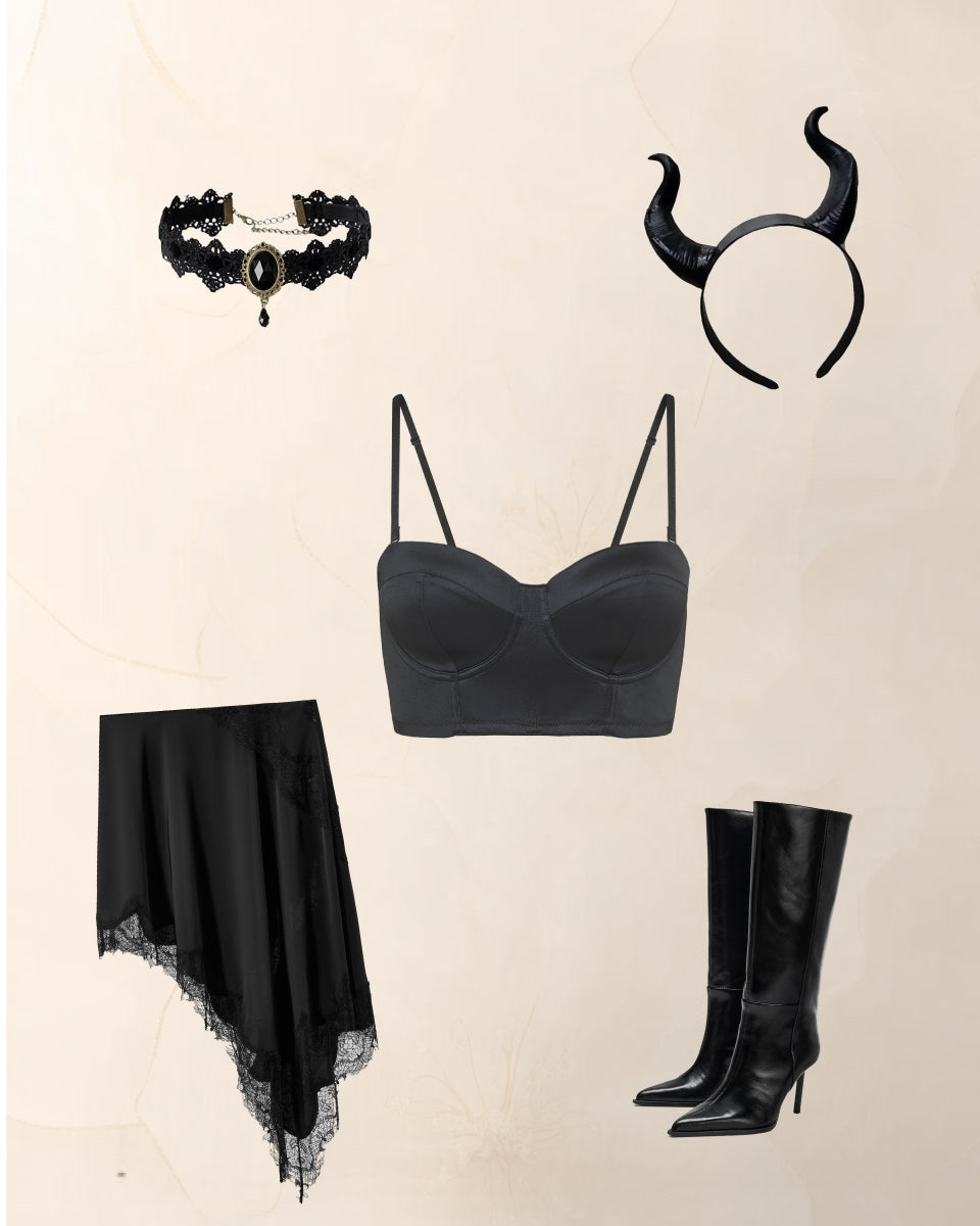 מחוך סטרפלס מיקרופייבר מבריק ומרופד - BLACK