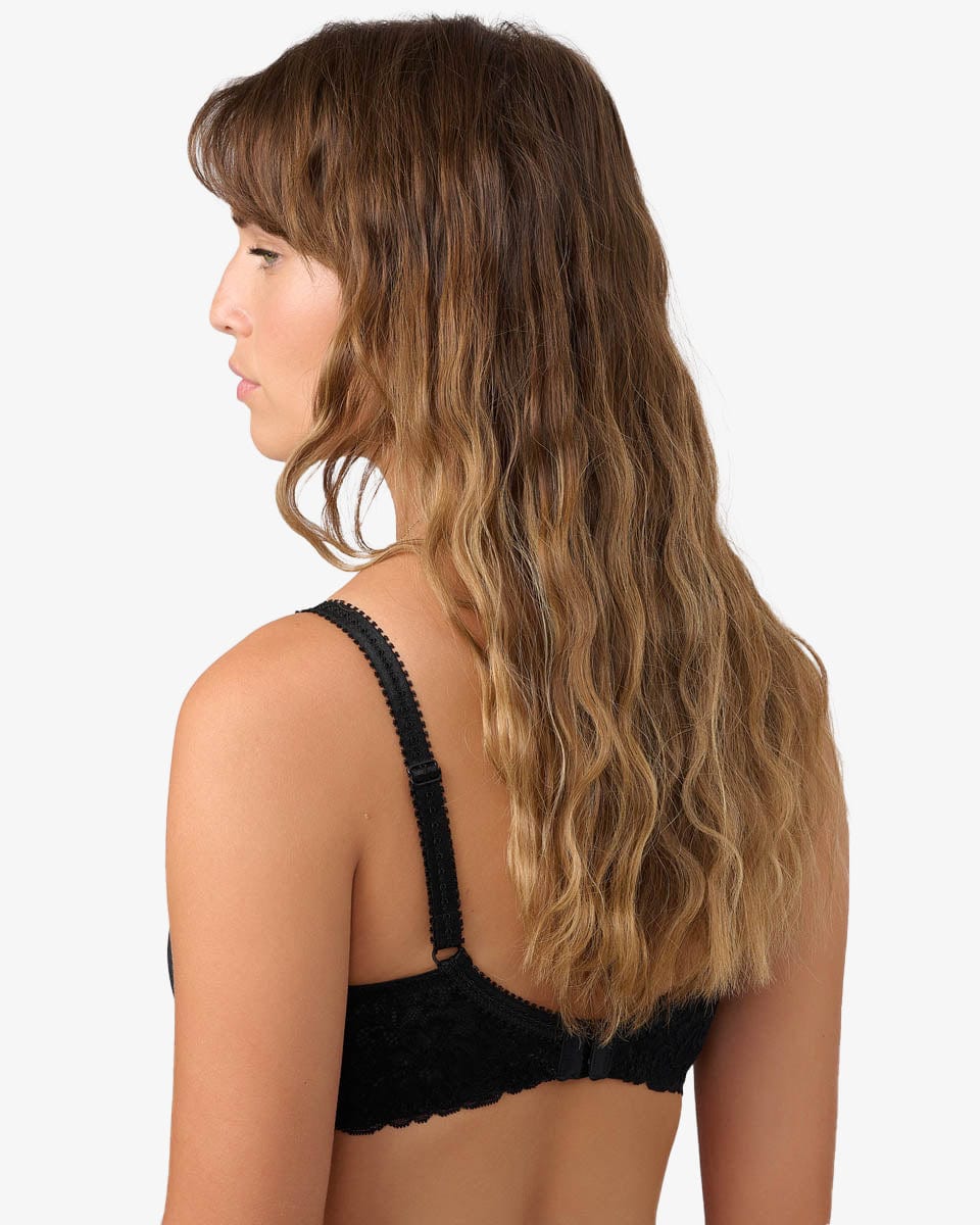 חזייה מרופדת עם ברזלים בשילוב תחרה - שחור – תמונה 3