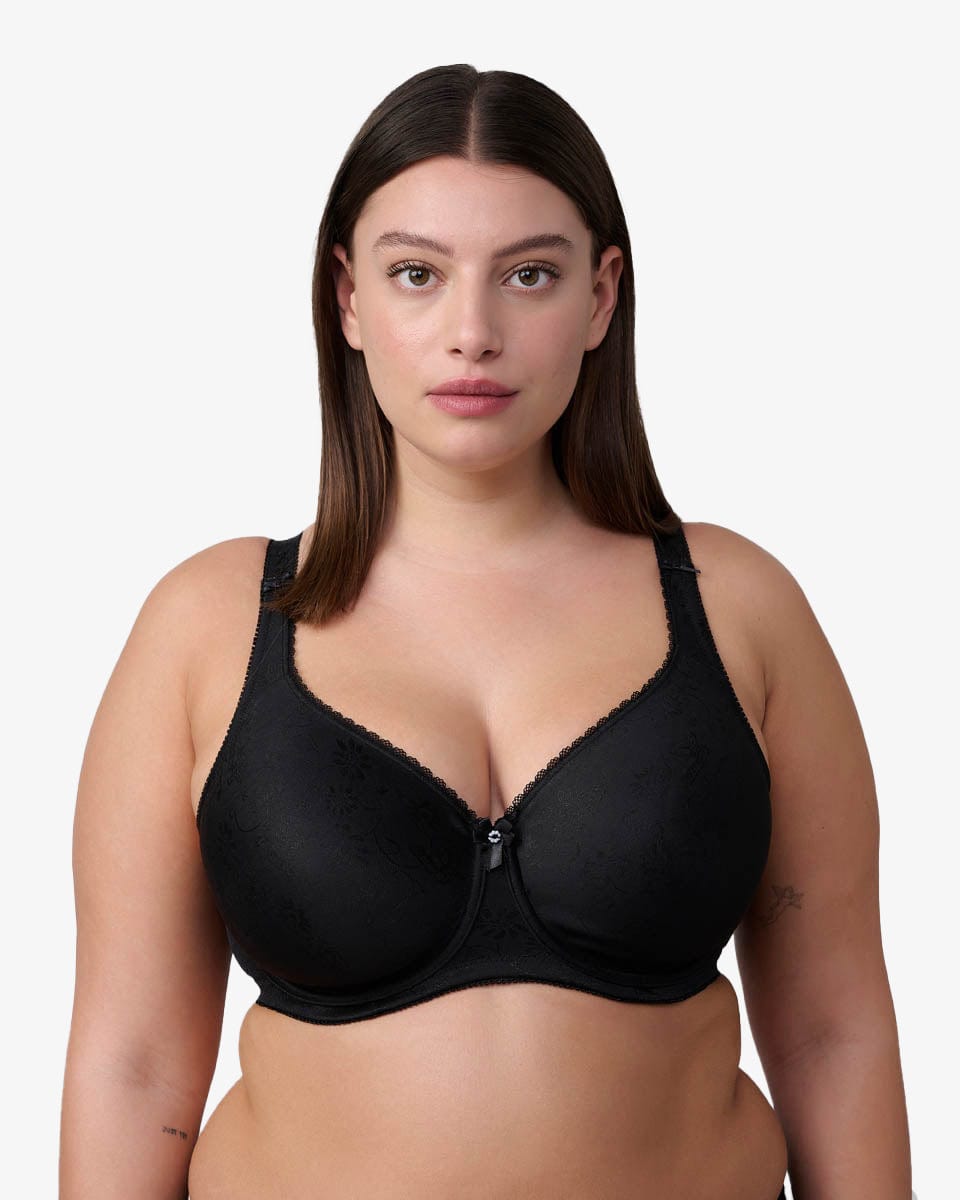 חזיית מינימייזר ללא ריפוד ועם ברזלים - שחור – תמונה 1