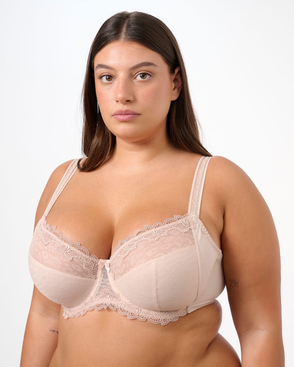 חזייה ללא ריפוד עם ברזלים מבד מנומר עדין - PALE NUDE – תמונה 2