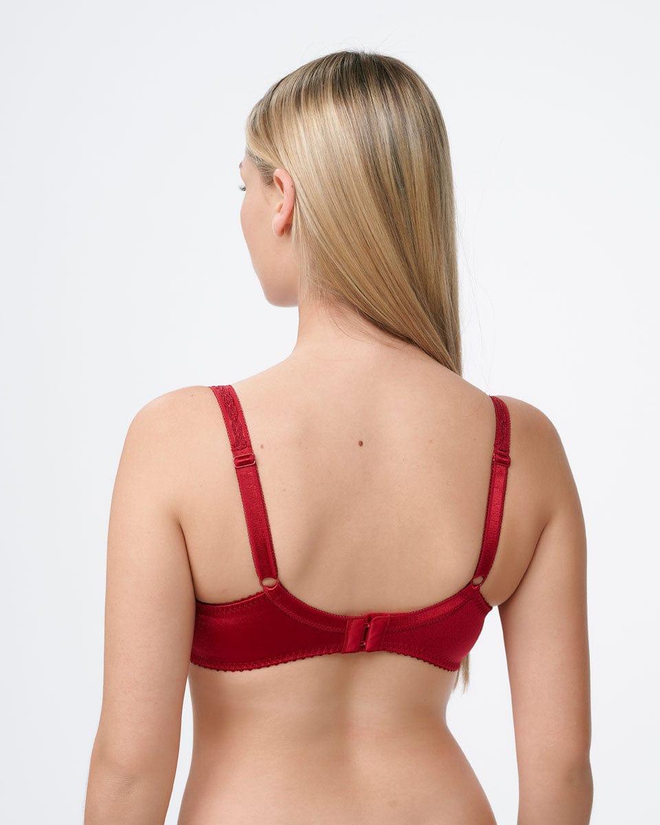 חזייה ללא ריפוד עם ברזלים מבד מנומר עדין - RUBY RED – תמונה 3