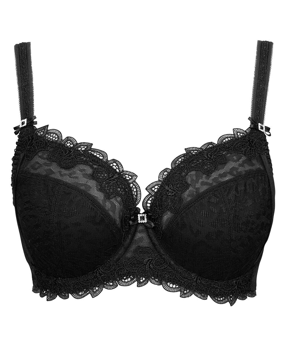 חזייה ללא ריפוד עם ברזלים מבד מנומר עדין - שחור – תמונה 4