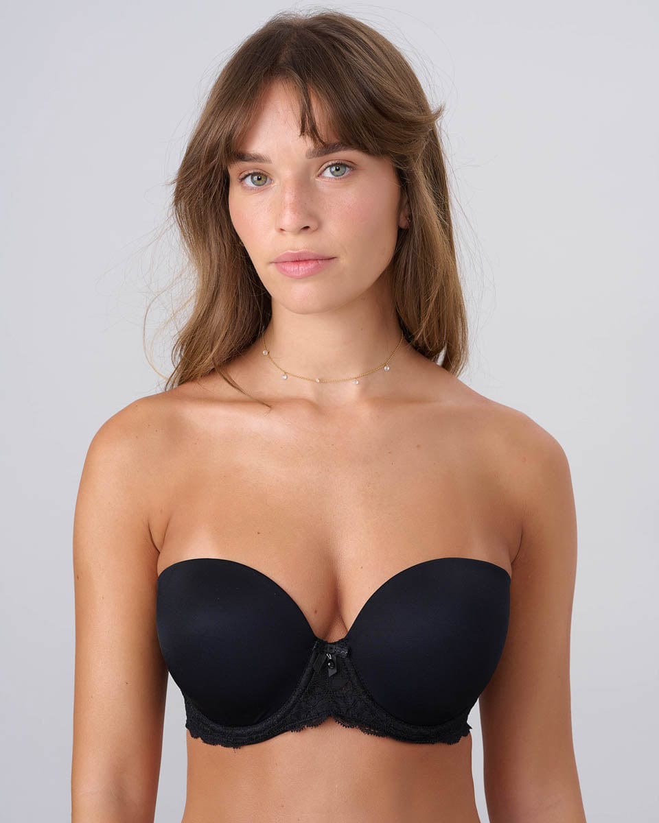 חזיית סטרפלס עם ברזלים בשילוב תחרה