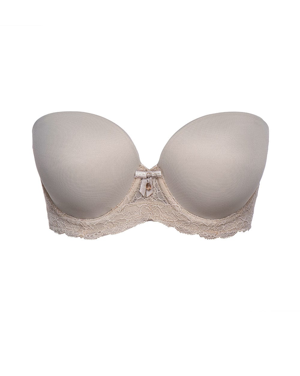 חזיית סטרפלס עם ברזלים בשילוב תחרה - NATURALE – תמונה 4