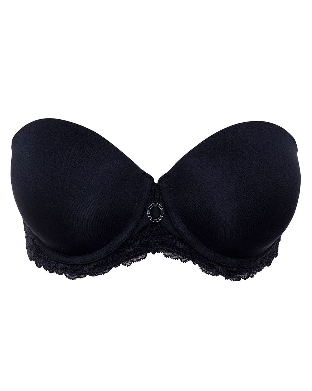 חזיית סטרפלס פוש אפ עם ברזלים בשילוב תחרה - BLACK – תמונה 5