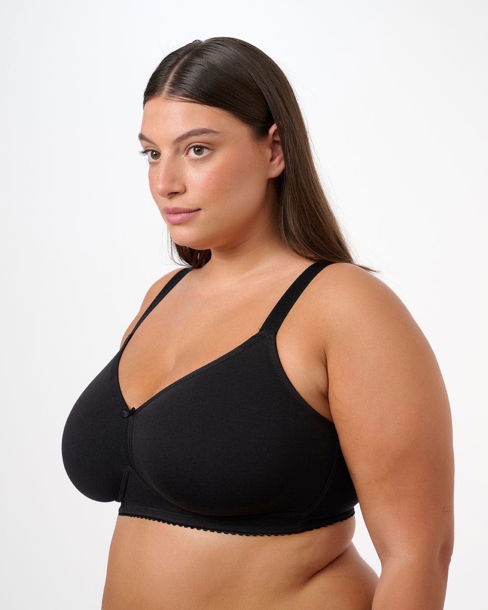 חזיית כותנה ללא ריפוד וללא ברזלים - BLACK – תמונה 2