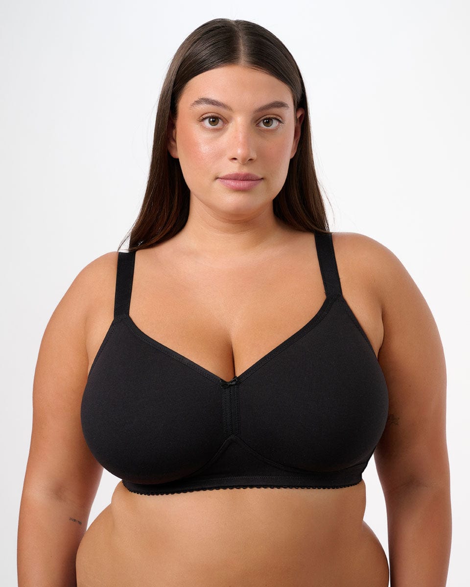 חזיית כותנה ללא ריפוד וללא ברזלים - BLACK – תמונה 1