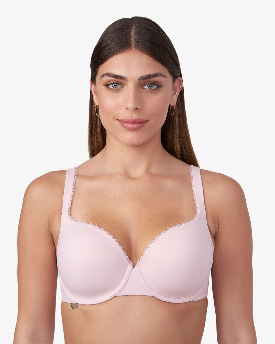 חזייה מרופדת בייסיק עם ברזלים מבדים רכים - PINK – תמונה 1