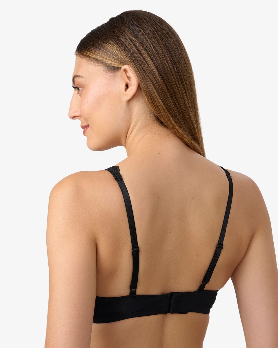 חזייה מרופדת ללא ברזלים בשילוב תחרה - BLACK – תמונה 3