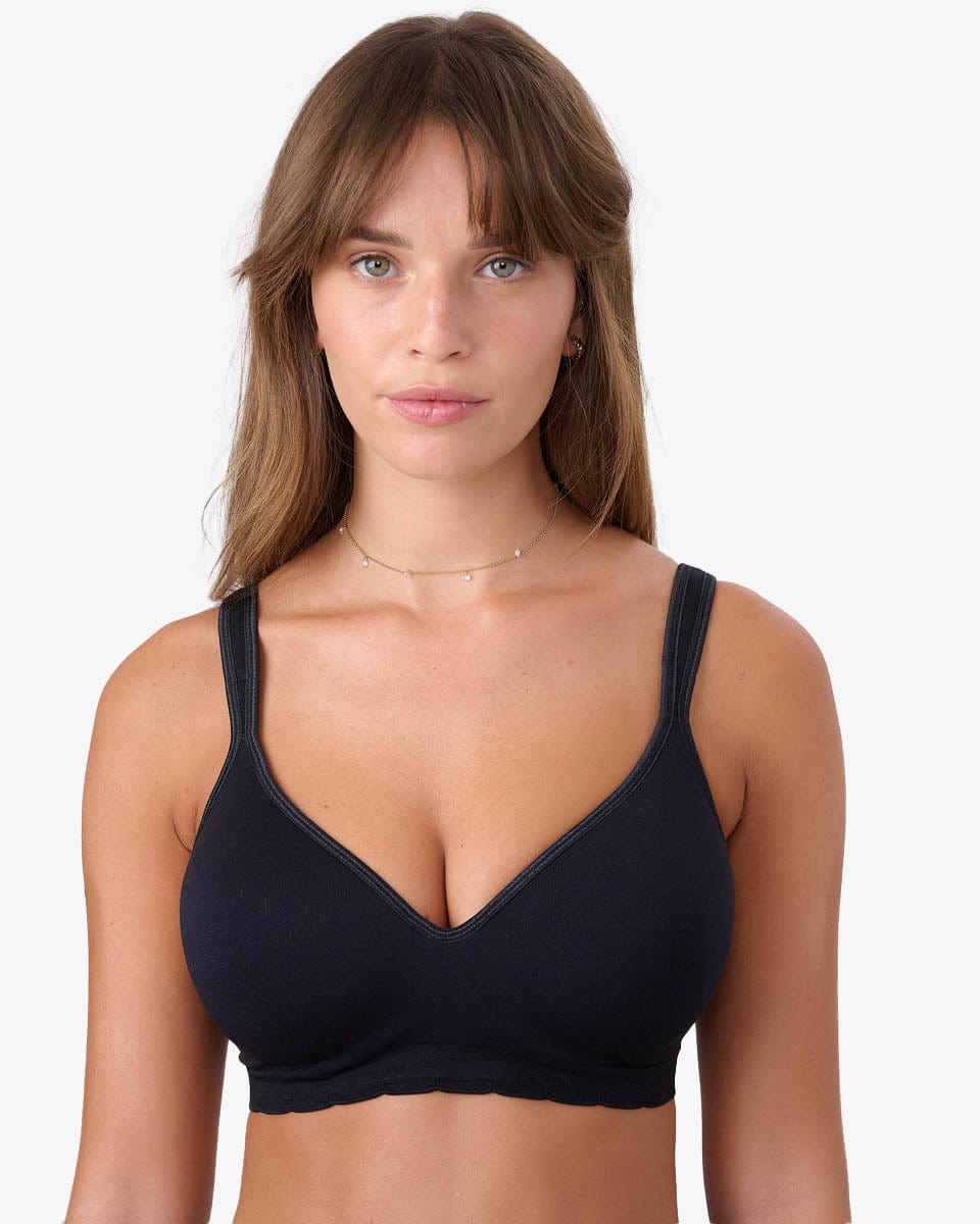 חזיית סימלס מרופדת ללא ברזלים עם כתפיות מתרחבות - BLACK – תמונה 1