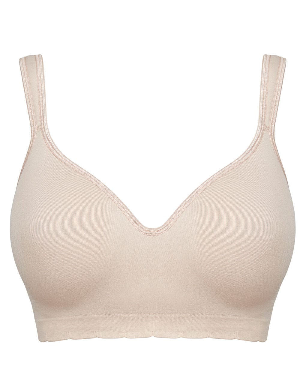 חזיית סימלס מרופדת ללא ברזלים עם כתפיות מתרחבות - NUDE – תמונה 4