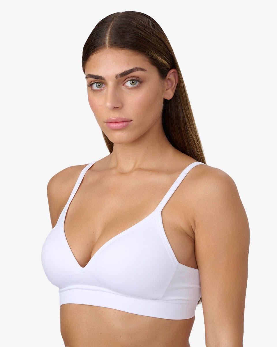 חזיית סימלס מרופדת ללא ברזלים בגזרת משולשים - WHITE – תמונה 2