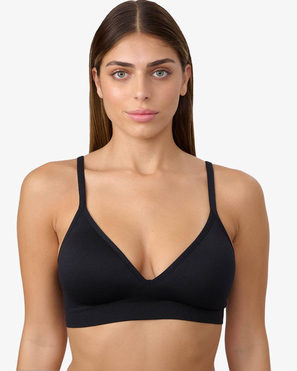 חזיית סימלס מרופדת ללא ברזלים בגזרת משולשים - BLACK – תמונה 1