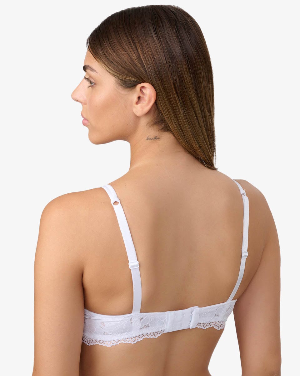 חזיית פוש אפ עם ברזלים בשילוב תחרה - WHITE – תמונה 3