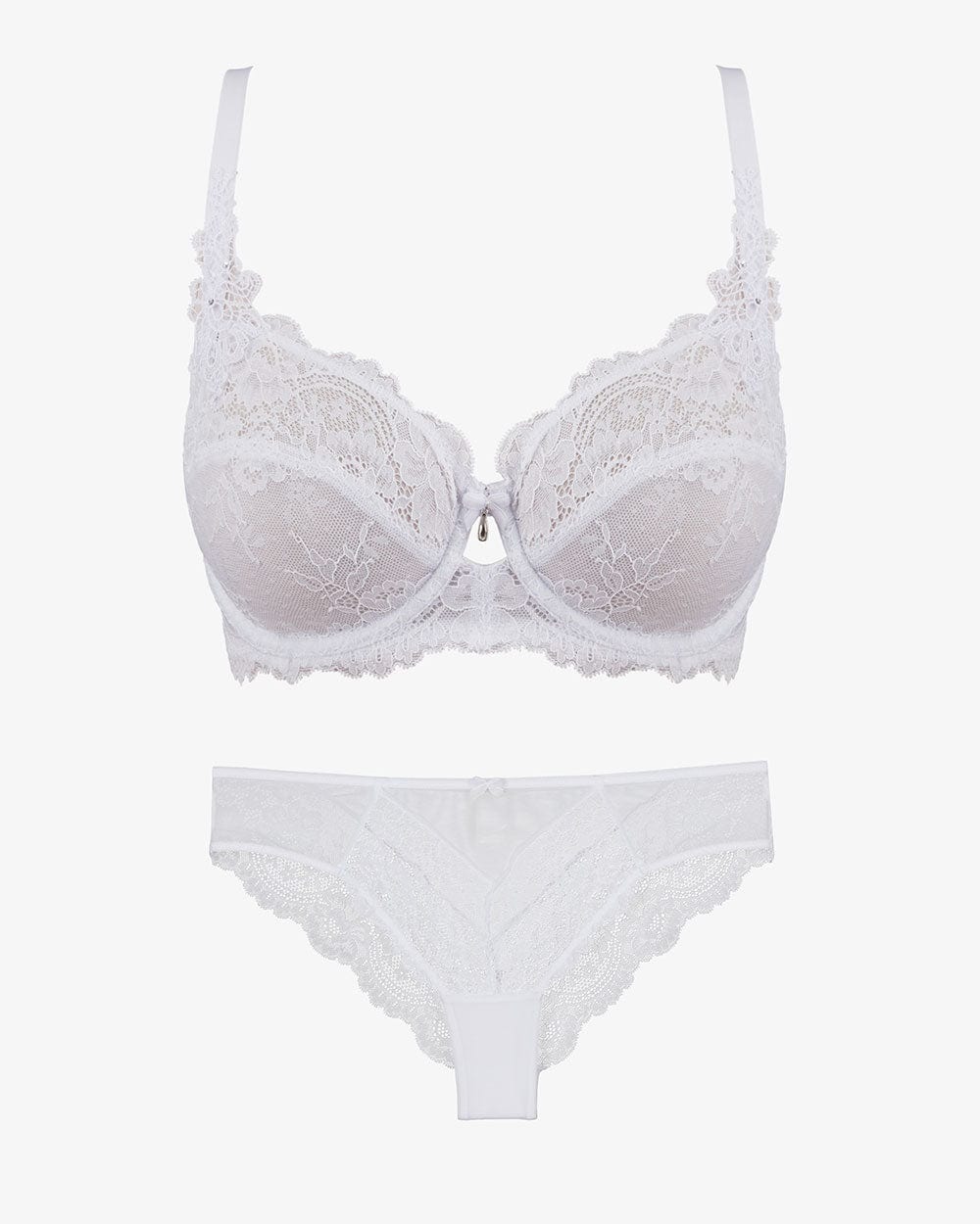 חזייה ללא ריפוד עם ברזלים מתחרת פרחים מעודנת - WHITE – תמונה 5