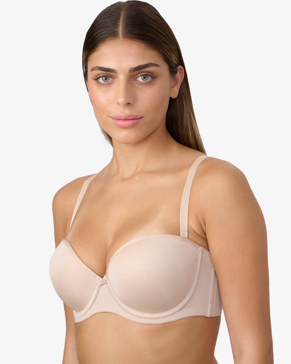 חזיית סטרפלס מרופדת עם ברזלים - NUDE – תמונה 2