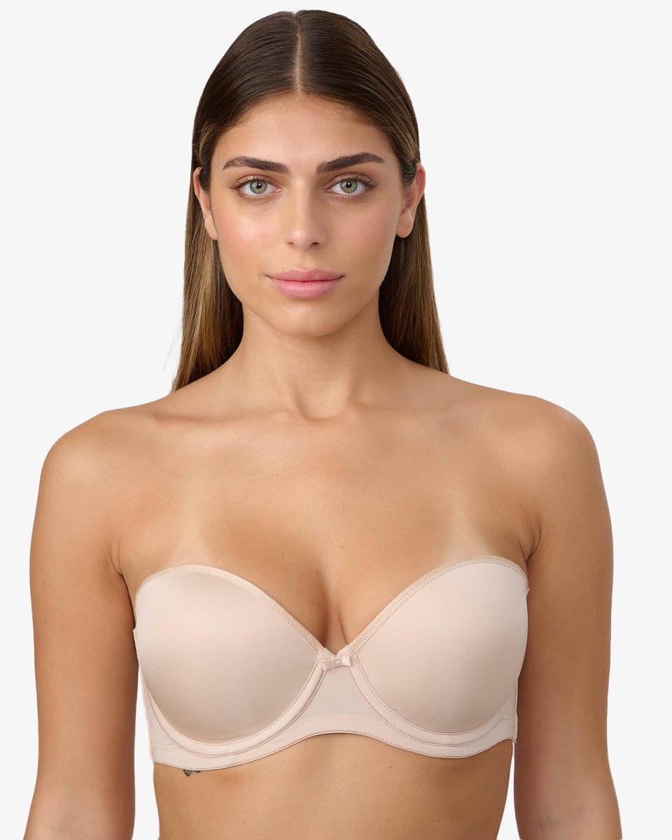חזיית סטרפלס מרופדת עם ברזלים - NUDE – תמונה 1