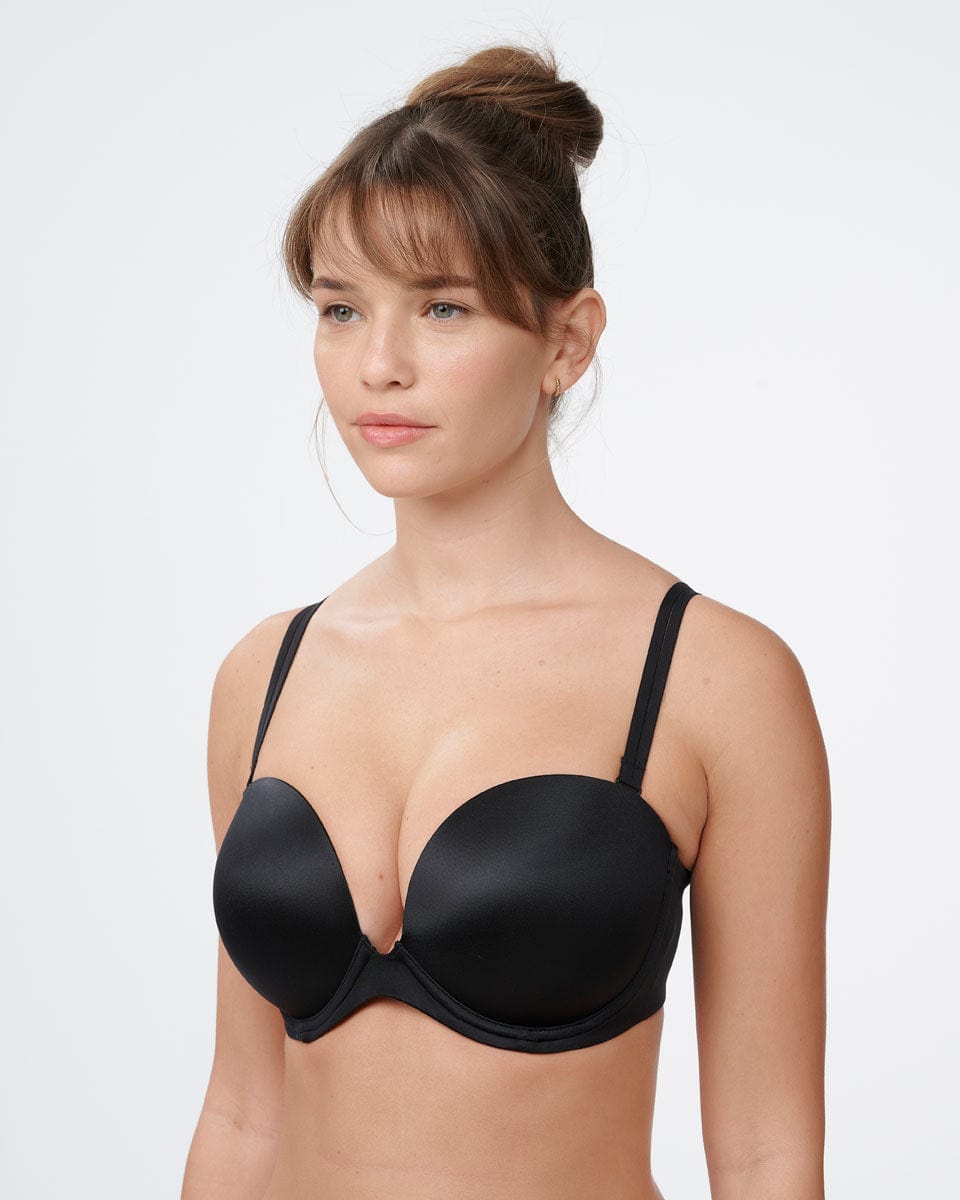 חזיית סטרפלס פוש אפ עם ברזלים - BLACK – תמונה 3