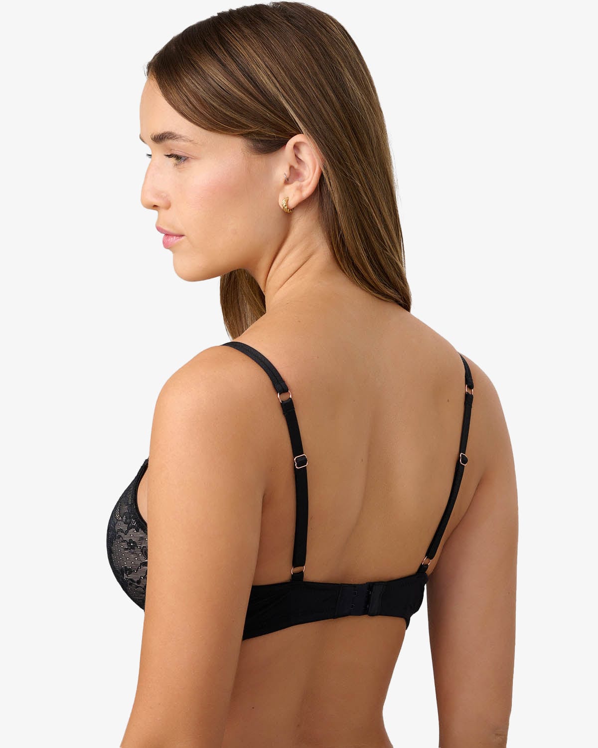 חזייה מרופדת עם ברזלים מתחרה עדינה ודקה - BLACK – תמונה 3