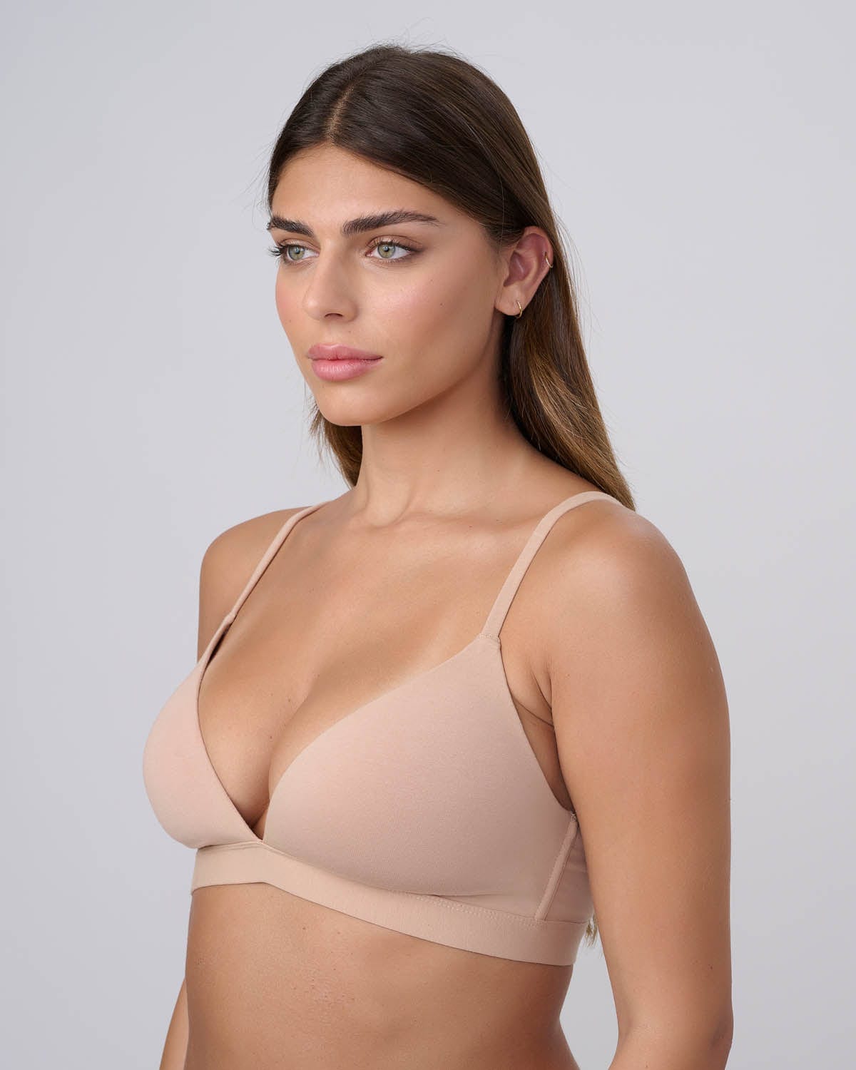 חזייה מרופדת ללא ברזלים מכותנה אלסטן משובחת - NUDE – תמונה 2