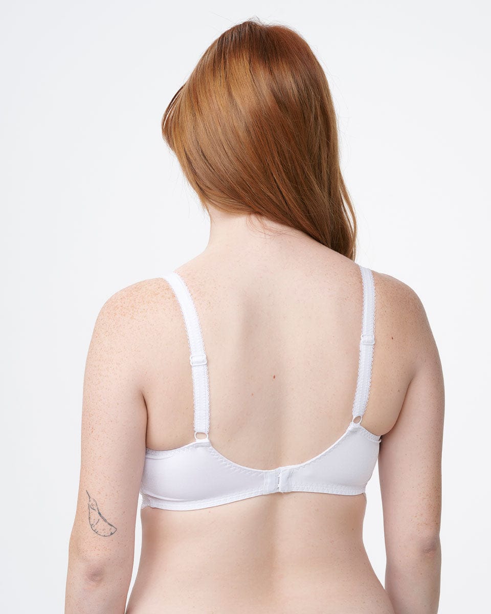 חזייה לא מרופדת עם ברזלים מתחרה עדינה - WHITE – תמונה 3