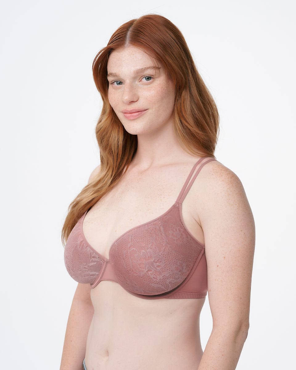 חזיית ספייסר ג'קארד בדוגמה פרחונית - SMOKED BROWN – תמונה 2