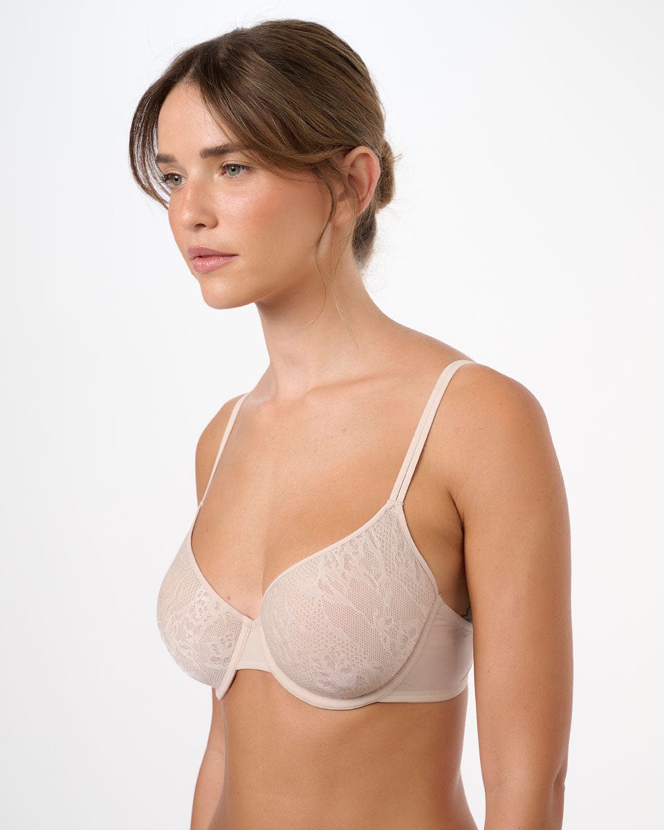 חזיית ספייסר ג'קארד בדוגמה פרחונית - NUDE – תמונה 2