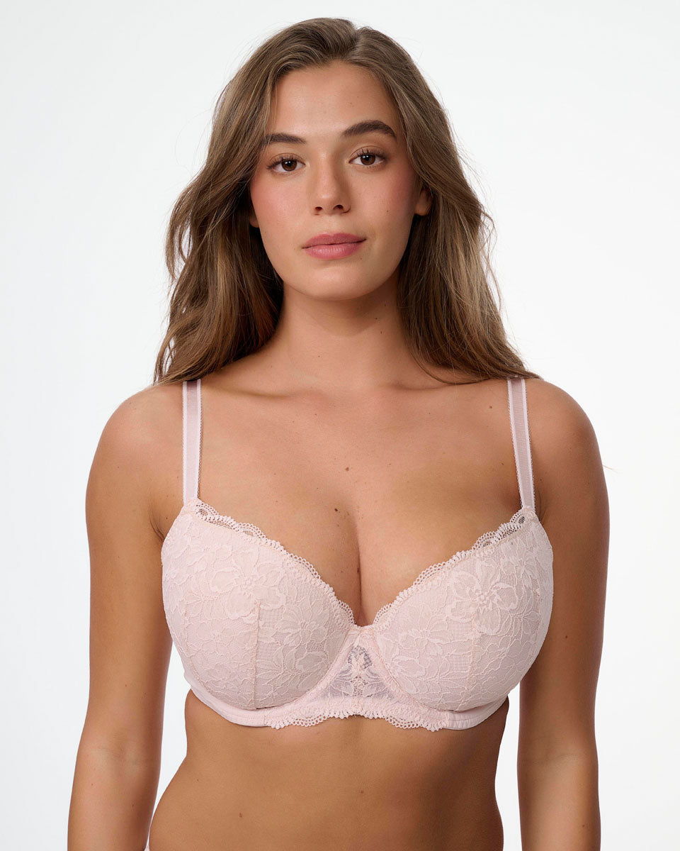 חזיה מרופדת מתחרה פרחונית עד למידות גדולות