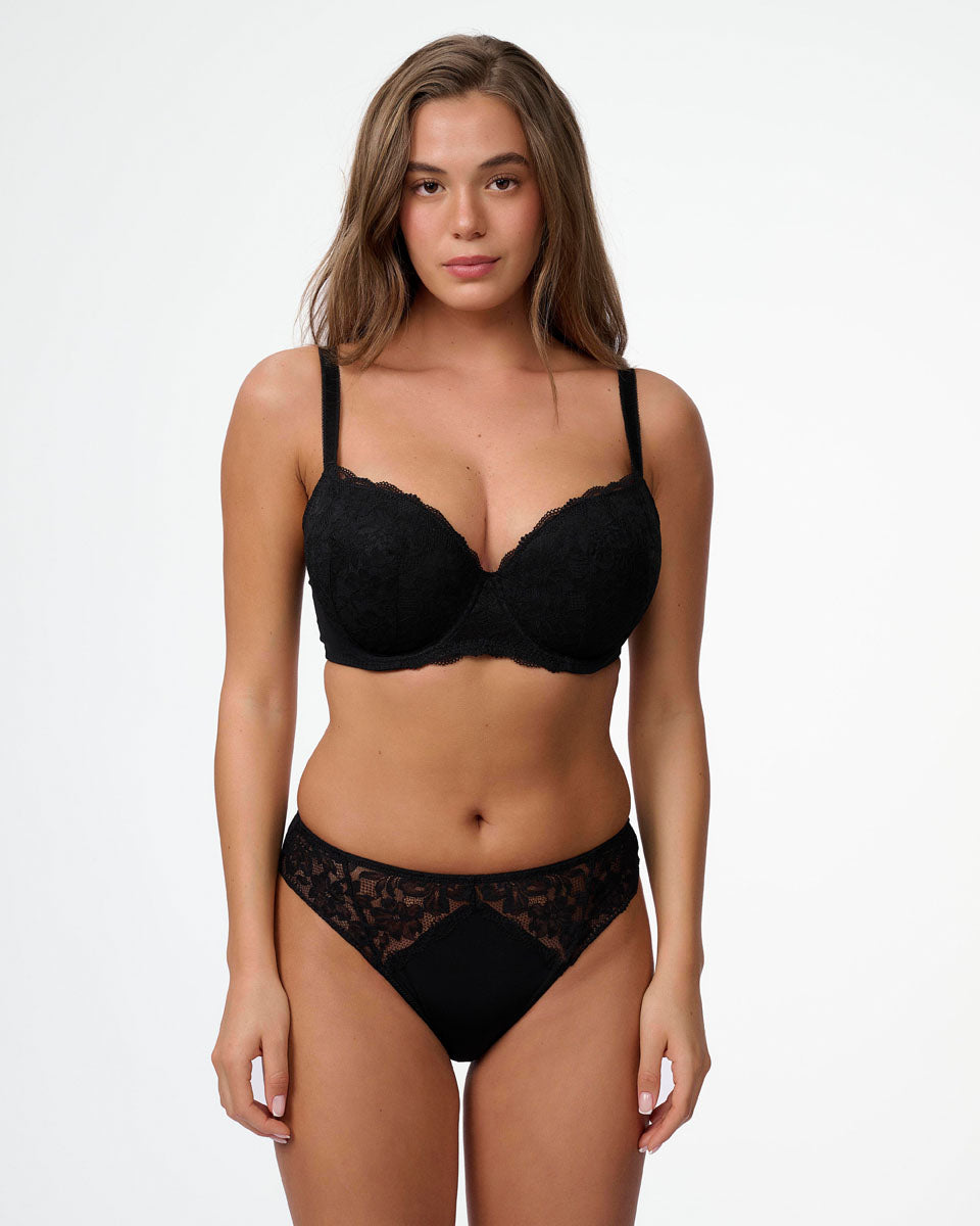 חזיה מרופדת מתחרה פרחונית עד למידות גדולות