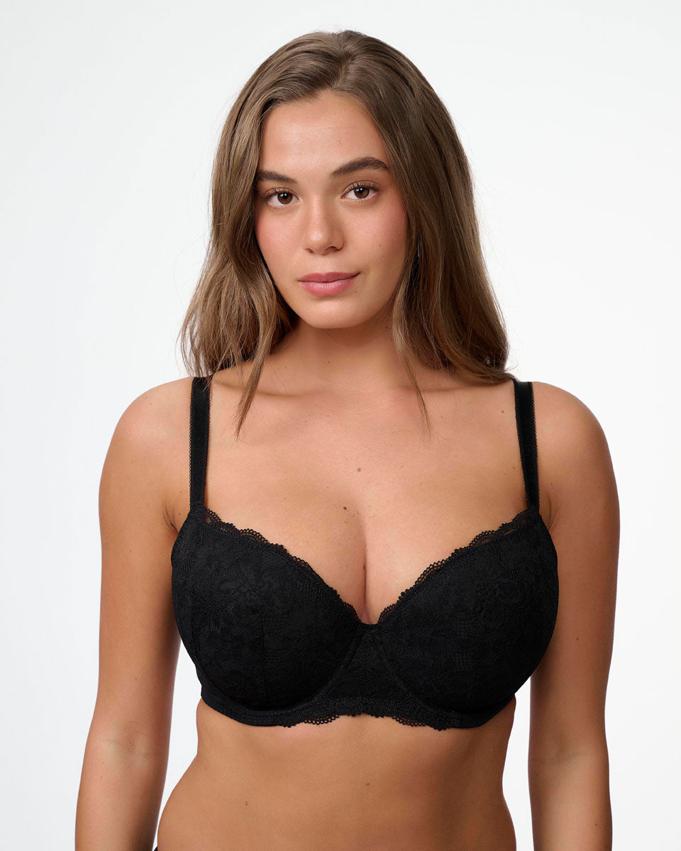 חזיה מרופדת מתחרה פרחונית עד למידות גדולות