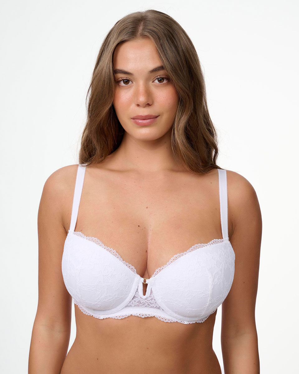 חזייה מרופדת עם ברזלים מתחרה רומנטית עדינה - IVORY