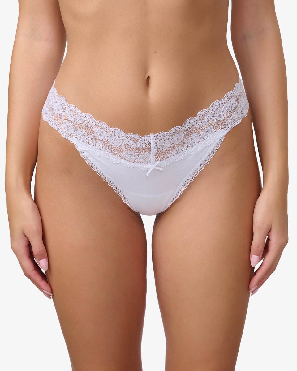 תחתון כותנה חוטיני - WHITE – תמונה 1